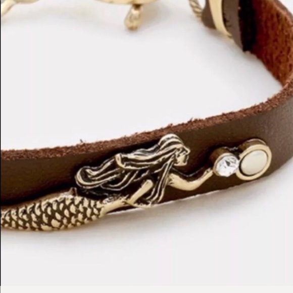 Mermaid vintage Leather Style Toggle bracelet - Picture 2 of 4